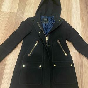 J Crew Black Wool Coat - Size 00